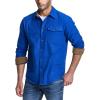 imageCQR Mens All Cotton Flannel Shirt Long Sleeve Casual Button Down Plaid Shirt Brushed Soft Outdoor Tactical Work ShirtsSolid Lapis Blue