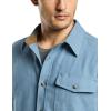 imageCQR Mens All Cotton Flannel Shirt Long Sleeve Casual Button Down Plaid Shirt Brushed Soft Outdoor Tactical Work ShirtsSolid Peacock Blue