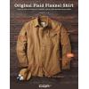 imageCQR Mens All Cotton Flannel Shirt Long Sleeve Casual Button Down Plaid Shirt Brushed Soft Outdoor Tactical Work ShirtsSolid Wheat Brown