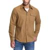 imageCQR Mens All Cotton Flannel Shirt Long Sleeve Casual Button Down Plaid Shirt Brushed Soft Outdoor Tactical Work ShirtsSolid Wheat Brown