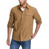 imageCQR Mens All Cotton Flannel Shirt Long Sleeve Casual Button Down Plaid Shirt Brushed Soft Outdoor Tactical Work ShirtsSolid Wheat Brown