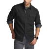 imageCQR Mens All Cotton Flannel Shirt Long Sleeve Casual Button Down Plaid Shirt Brushed Soft Outdoor Tactical Work ShirtsStealth Black