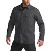 imageCQR Mens All Cotton Flannel Shirt Long Sleeve Casual Button Down Plaid Shirt Brushed Soft Outdoor Tactical Work ShirtsStealth Charcoal