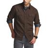 imageCQR Mens All Cotton Flannel Shirt Long Sleeve Casual Button Down Plaid Shirt Brushed Soft Outdoor Tactical Work ShirtsStealth Dark Brown