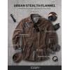 imageCQR Mens All Cotton Flannel Shirt Long Sleeve Casual Button Down Plaid Shirt Brushed Soft Outdoor Tactical Work ShirtsStealth Dark Brown