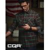 imageCQR Mens All Cotton Flannel Shirt Long Sleeve Casual Button Down Plaid Shirt Brushed Soft Outdoor Tactical Work ShirtsStealth Holiday Mood