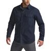 imageCQR Mens All Cotton Flannel Shirt Long Sleeve Casual Button Down Plaid Shirt Brushed Soft Outdoor Tactical Work ShirtsStealth Navy