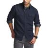 imageCQR Mens All Cotton Flannel Shirt Long Sleeve Casual Button Down Plaid Shirt Brushed Soft Outdoor Tactical Work ShirtsStealth Navy