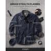 imageCQR Mens All Cotton Flannel Shirt Long Sleeve Casual Button Down Plaid Shirt Brushed Soft Outdoor Tactical Work ShirtsStealth Navy