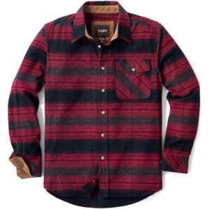 imageCQR Mens All Cotton Flannel Shirt Long Sleeve Casual Button Down Plaid Shirt Brushed Soft Outdoor Tactical Work ShirtsPlaid Bloody Moon