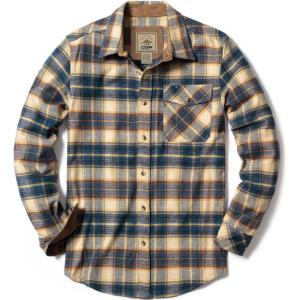 imageCQR Mens All Cotton Flannel Shirt Long Sleeve Casual Button Down Plaid Shirt Brushed Soft Outdoor Tactical Work ShirtsPlaid Blue Cheese