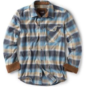 imageCQR Mens All Cotton Flannel Shirt Long Sleeve Casual Button Down Plaid Shirt Brushed Soft Outdoor Tactical Work ShirtsPlaid Ocean Sand