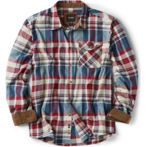 imageCQR Mens All Cotton Flannel Shirt Long Sleeve Casual Button Down Plaid Shirt Brushed Soft Outdoor Tactical Work ShirtsPlaid Vintage Wine