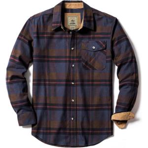 imageCQR Mens All Cotton Flannel Shirt Long Sleeve Casual Button Down Plaid Shirt Brushed Soft Outdoor Tactical Work ShirtsPlaid Woods Night