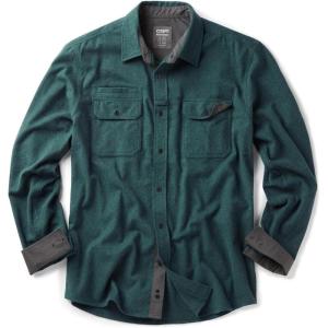 imageCQR Mens All Cotton Flannel Shirt Long Sleeve Casual Button Down Plaid Shirt Brushed Soft Outdoor Tactical Work ShirtsStealth Forest Green