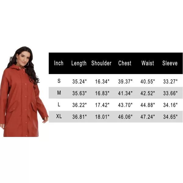 Fahsyee Raincoat Women Rain Jacket Waterproof Raincoat Hooded Windbreaker Outdoor Long ActiveBrick Red