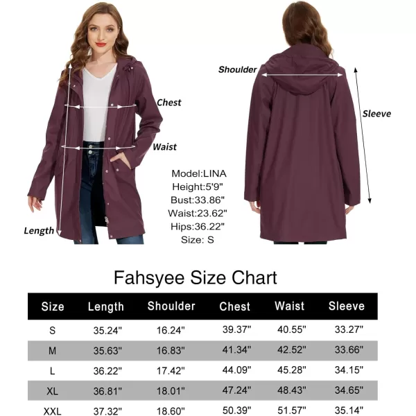 Fahsyee Raincoat Women Rain Jacket Waterproof Raincoat Hooded Windbreaker Outdoor Long ActiveDark Purplelw