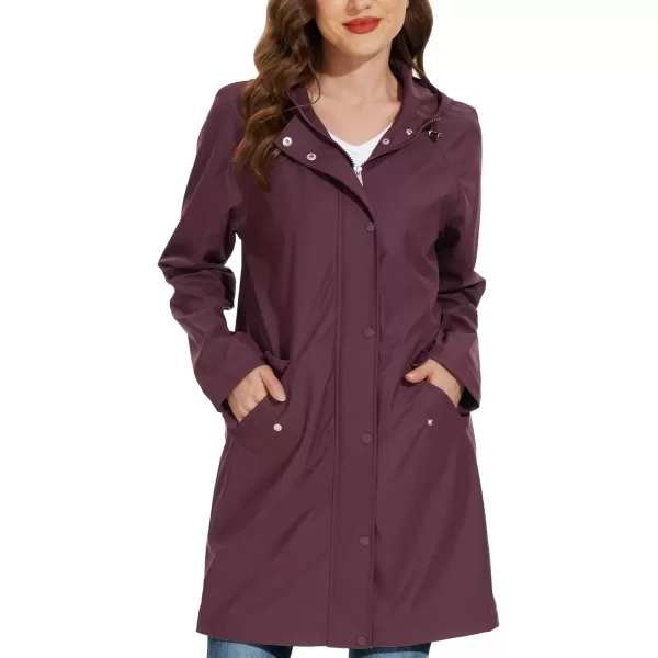 Fahsyee Raincoat Women Rain Jacket Waterproof Raincoat Hooded Windbreaker Outdoor Long ActiveDark Purplelw