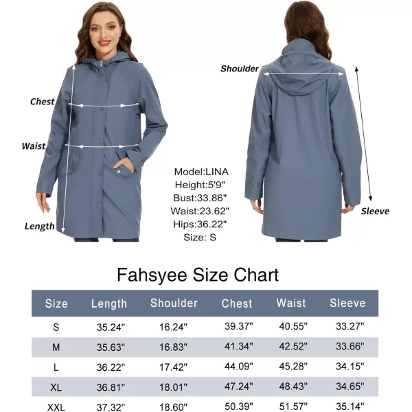 Fahsyee Raincoat Women Rain Jacket Waterproof Raincoat Hooded Windbreaker Outdoor Long ActiveLongbluelw