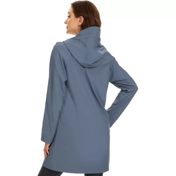 Fahsyee Raincoat Women Rain Jacket Waterproof Raincoat Hooded Windbreaker Outdoor Long ActiveLongbluelw