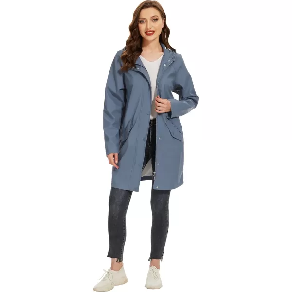 Fahsyee Raincoat Women Rain Jacket Waterproof Raincoat Hooded Windbreaker Outdoor Long ActiveLongbluelw