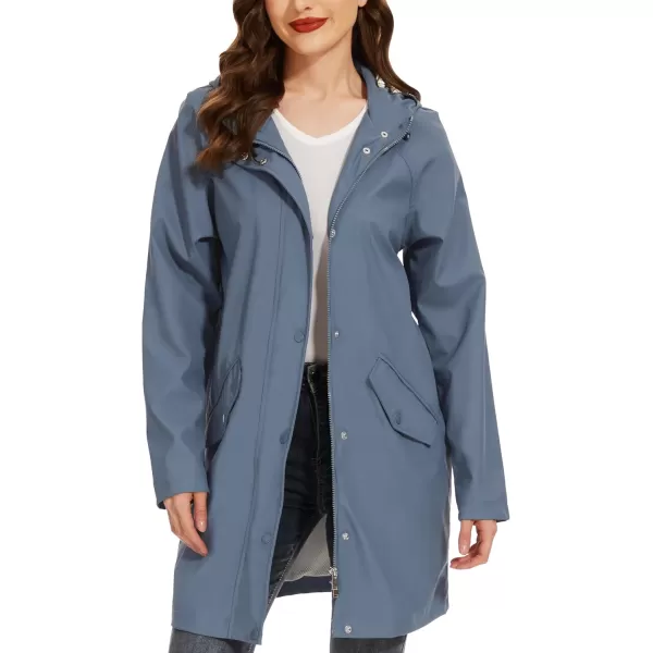 Fahsyee Raincoat Women Rain Jacket Waterproof Raincoat Hooded Windbreaker Outdoor Long ActiveLongbluelw