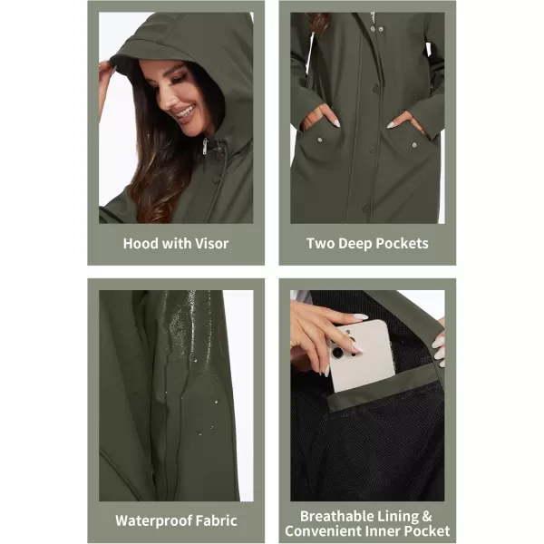 Fahsyee Raincoat Women Rain Jacket Waterproof Raincoat Hooded Windbreaker Outdoor Long ActiveLonggreenlw
