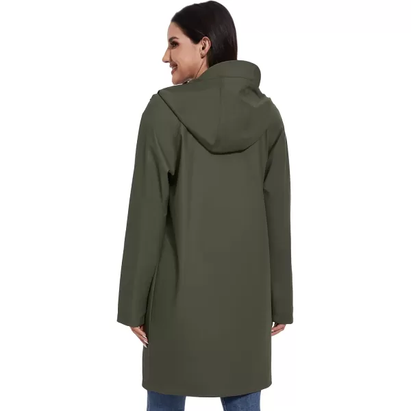 Fahsyee Raincoat Women Rain Jacket Waterproof Raincoat Hooded Windbreaker Outdoor Long ActiveLonggreenlw