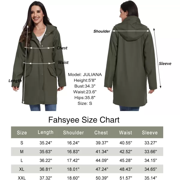 Fahsyee Raincoat Women Rain Jacket Waterproof Raincoat Hooded Windbreaker Outdoor Long ActiveLonggreenlw