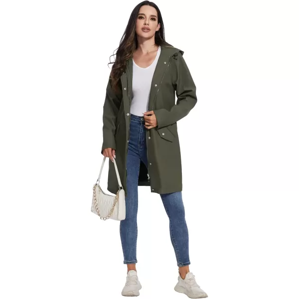 Fahsyee Raincoat Women Rain Jacket Waterproof Raincoat Hooded Windbreaker Outdoor Long ActiveLonggreenlw