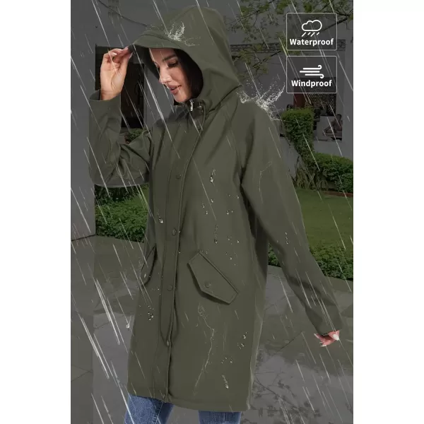 Fahsyee Raincoat Women Rain Jacket Waterproof Raincoat Hooded Windbreaker Outdoor Long ActiveLonggreenlw