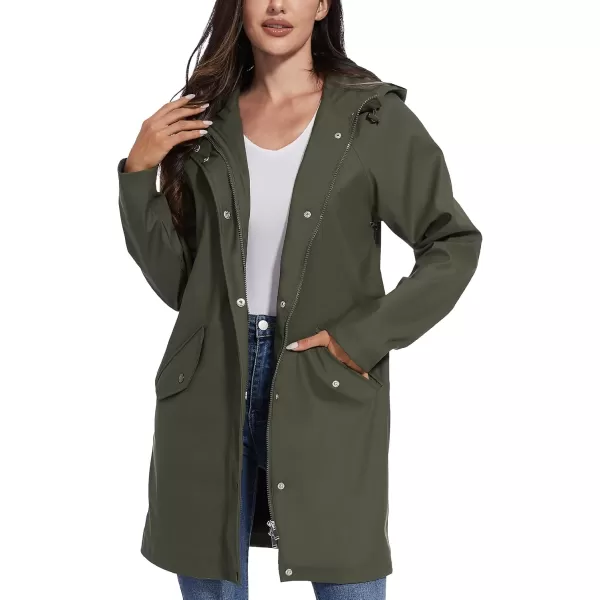 Fahsyee Raincoat Women Rain Jacket Waterproof Raincoat Hooded Windbreaker Outdoor Long ActiveLonggreenlw