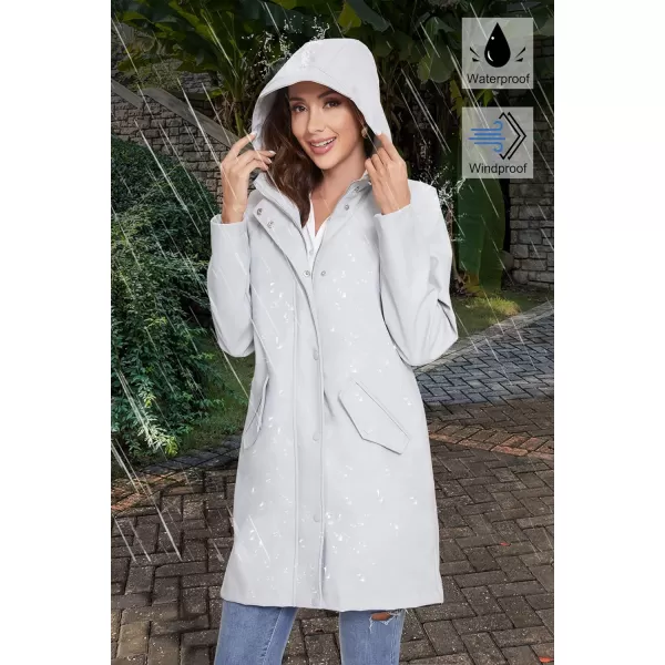 Fahsyee Raincoat Women Rain Jacket Waterproof Raincoat Hooded Windbreaker Outdoor Long ActiveLonggrey