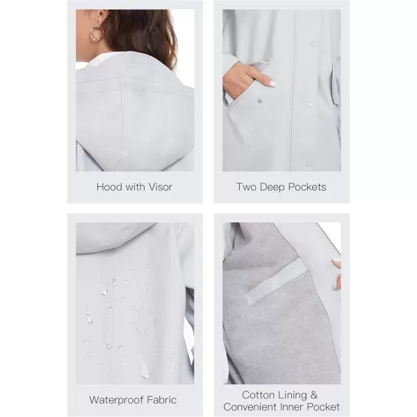 Fahsyee Raincoat Women Rain Jacket Waterproof Raincoat Hooded Windbreaker Outdoor Long ActiveLonggrey