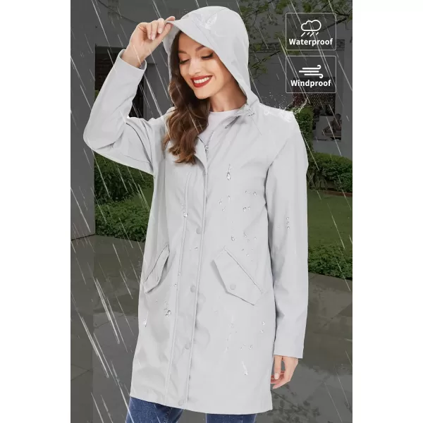 Fahsyee Raincoat Women Rain Jacket Waterproof Raincoat Hooded Windbreaker Outdoor Long ActiveLonggreylw