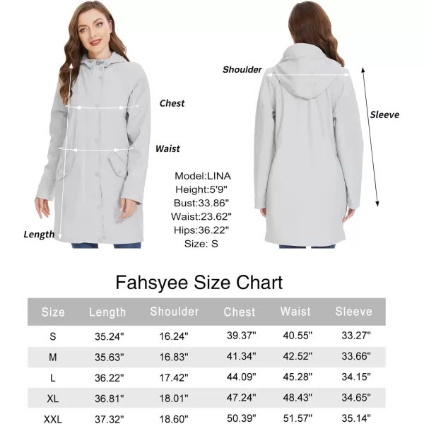 Fahsyee Raincoat Women Rain Jacket Waterproof Raincoat Hooded Windbreaker Outdoor Long ActiveLonggreylw