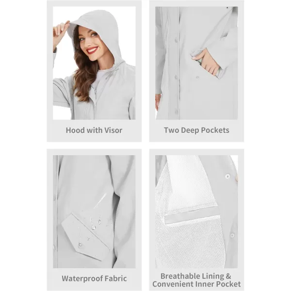 Fahsyee Raincoat Women Rain Jacket Waterproof Raincoat Hooded Windbreaker Outdoor Long ActiveLonggreylw