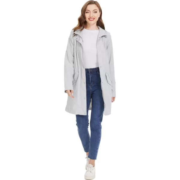 Fahsyee Raincoat Women Rain Jacket Waterproof Raincoat Hooded Windbreaker Outdoor Long ActiveLonggreylw