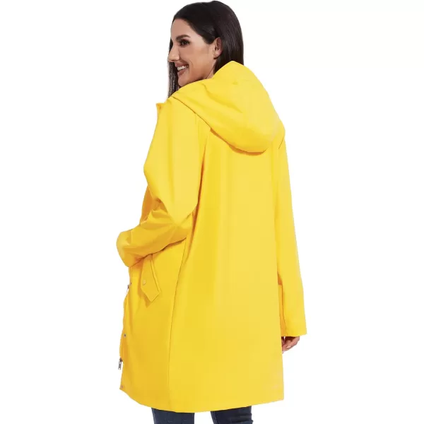 Fahsyee Raincoat Women Rain Jacket Waterproof Raincoat Hooded Windbreaker Outdoor Long ActiveLongyellowlw