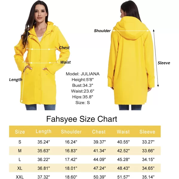 Fahsyee Raincoat Women Rain Jacket Waterproof Raincoat Hooded Windbreaker Outdoor Long ActiveLongyellowlw