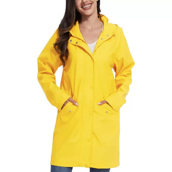 Fahsyee Raincoat Women Rain Jacket Waterproof Raincoat Hooded Windbreaker Outdoor Long ActiveLongyellowlw