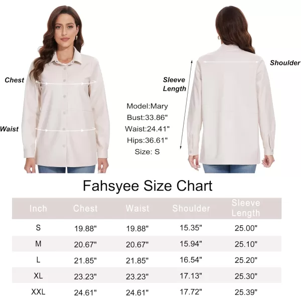 Fahsyee Women Faux Leather Shacket Moto Biker Shirts Loose Fit Blazer Long Sleeves Button Casual Jacket Plus Size SXXLWhitenm