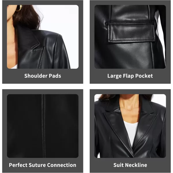 Fahsyee Womens Faux Leather Blazer Jackets Women Black Motorcycle Vintage Moto Biker Coat Vegan Pleather Fashion SXXLBlack
