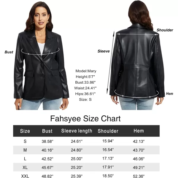 Fahsyee Womens Faux Leather Blazer Jackets Women Black Motorcycle Vintage Moto Biker Coat Vegan Pleather Fashion SXXLBlack