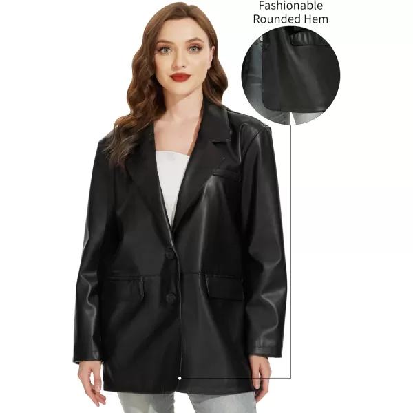 Fahsyee Womens Faux Leather Blazer Jackets Women Black Motorcycle Vintage Moto Biker Coat Vegan Pleather Fashion SXXLBlackvm