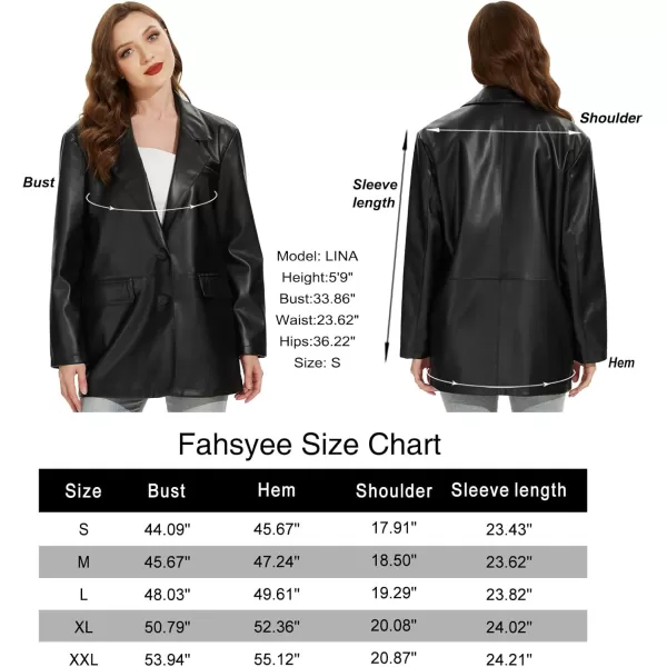 Fahsyee Womens Faux Leather Blazer Jackets Women Black Motorcycle Vintage Moto Biker Coat Vegan Pleather Fashion SXXLBlackvm