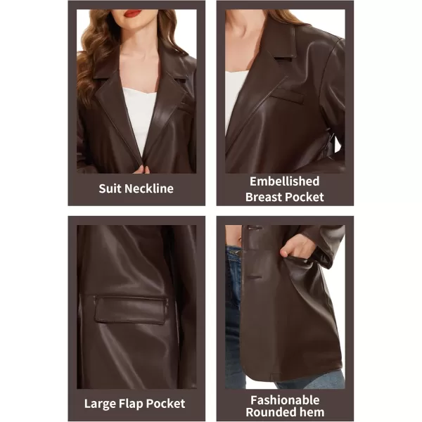 Fahsyee Womens Faux Leather Blazer Jackets Women Black Motorcycle Vintage Moto Biker Coat Vegan Pleather Fashion SXXLCoffeevm