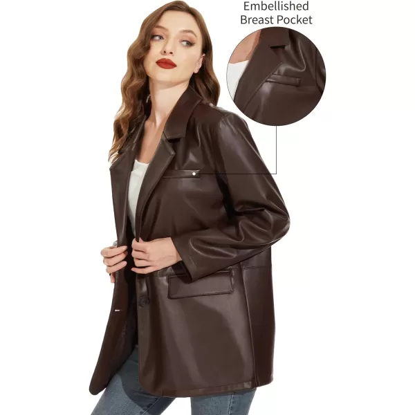 Fahsyee Womens Faux Leather Blazer Jackets Women Black Motorcycle Vintage Moto Biker Coat Vegan Pleather Fashion SXXLCoffeevm