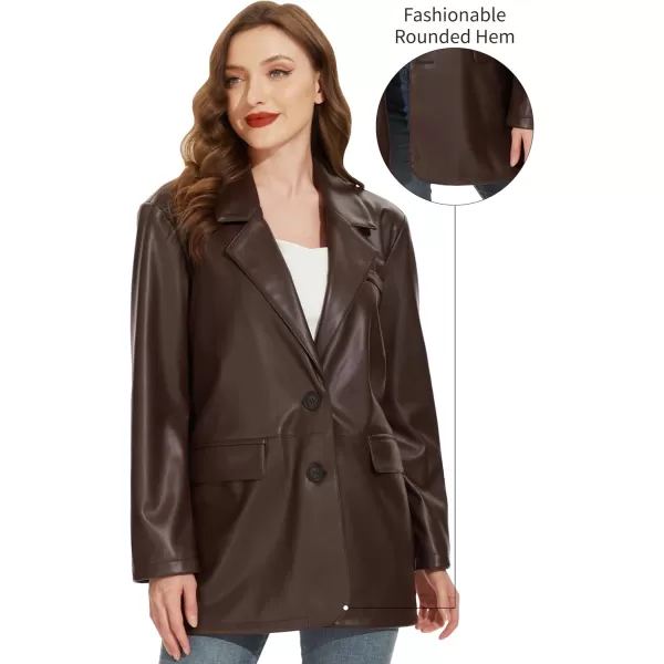Fahsyee Womens Faux Leather Blazer Jackets Women Black Motorcycle Vintage Moto Biker Coat Vegan Pleather Fashion SXXLCoffeevm