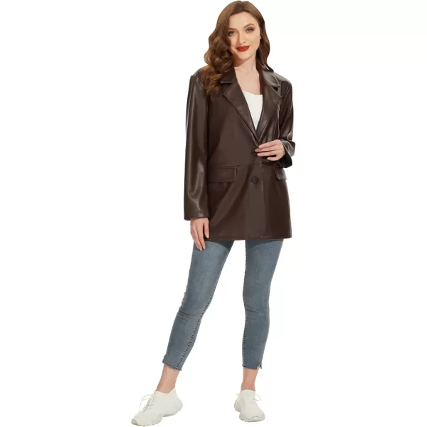 Fahsyee Womens Faux Leather Blazer Jackets Women Black Motorcycle Vintage Moto Biker Coat Vegan Pleather Fashion SXXLCoffeevm